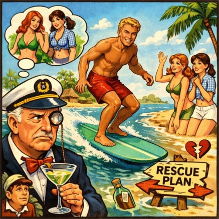 Retro surfing adventure on Gilligan's Island