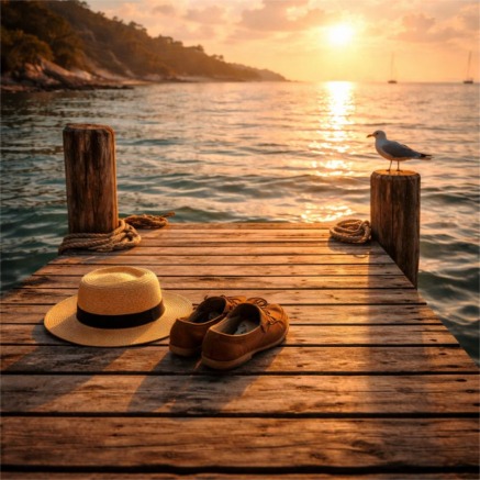 Golden sunset on the dock