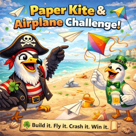 Pirate seagull and kite challenge at beach