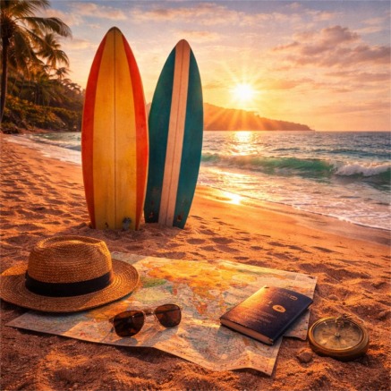 Sunset surf adventure essentials