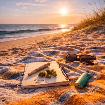Beachside relaxation at sunset