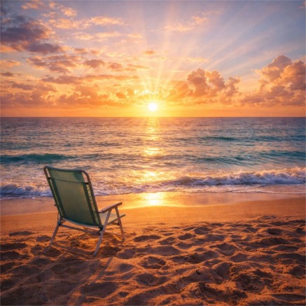 Sunrise by the beach chair