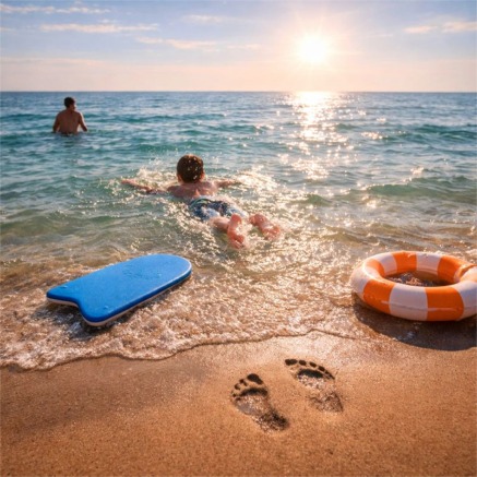 Sunny beach swim lesson moments