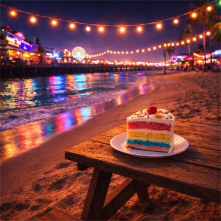 Beachside celebration with funfetti cake