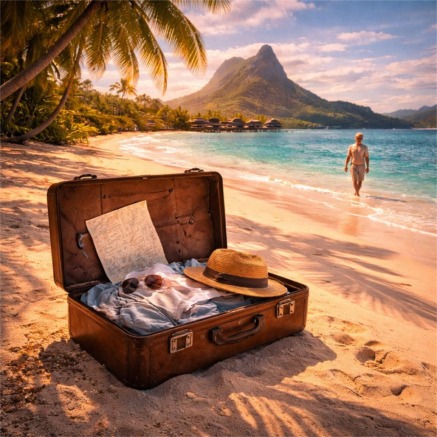 Tropical escape at sunset